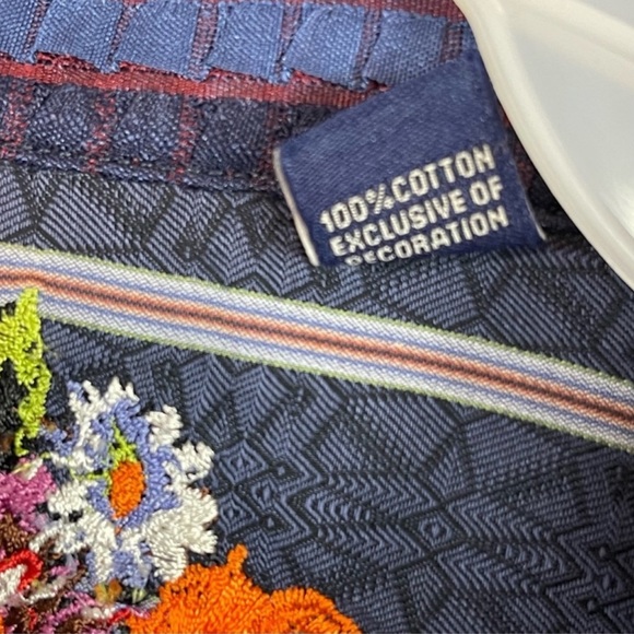 Robert Graham Southwestern Embroidered Floral And Stripe Shirt L Flip Cuff - Picture 6 of 10